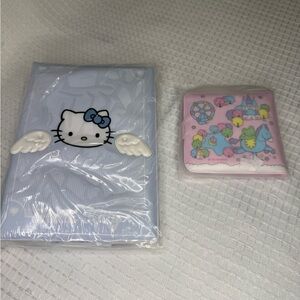 Sanrio Hello Kitty Blue note book. Pink Little Twin Stars wallet.